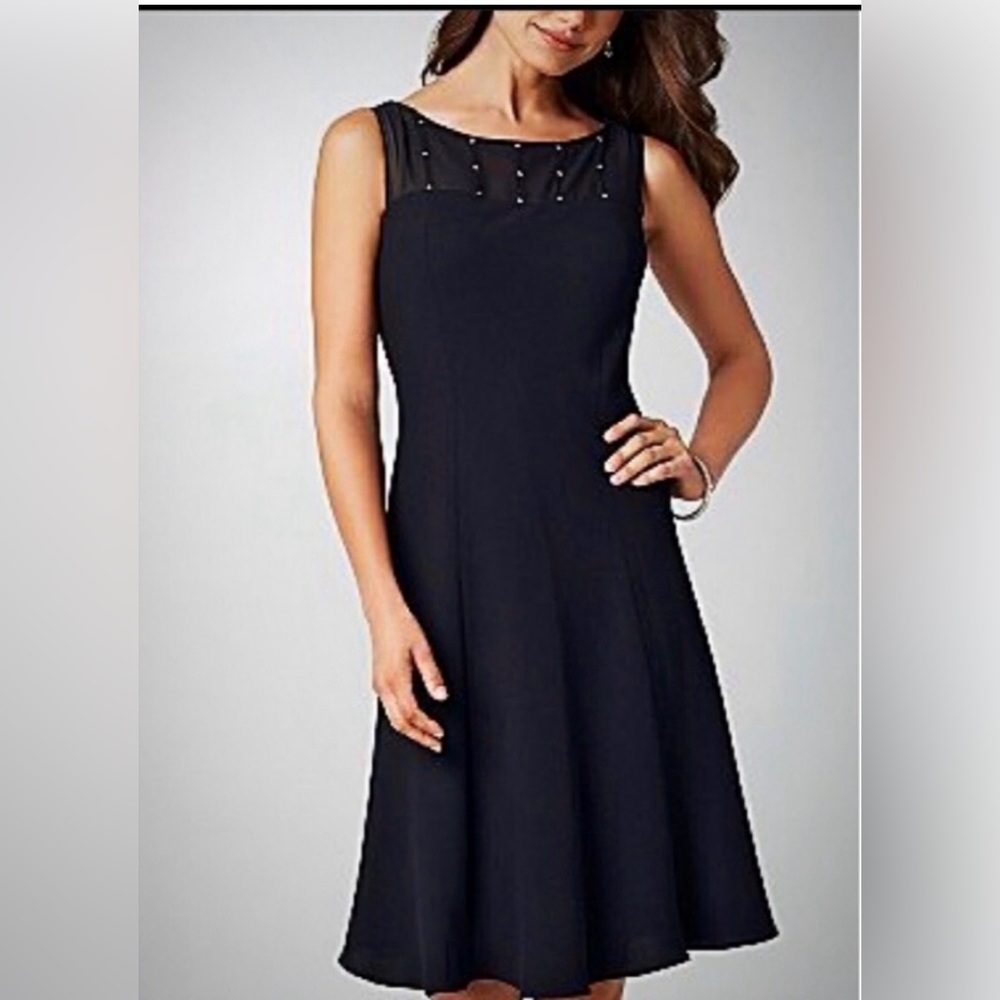 Jones Wear Dress Womens Cocktail Black Rhinestone Draped Designer Lined Dress 12